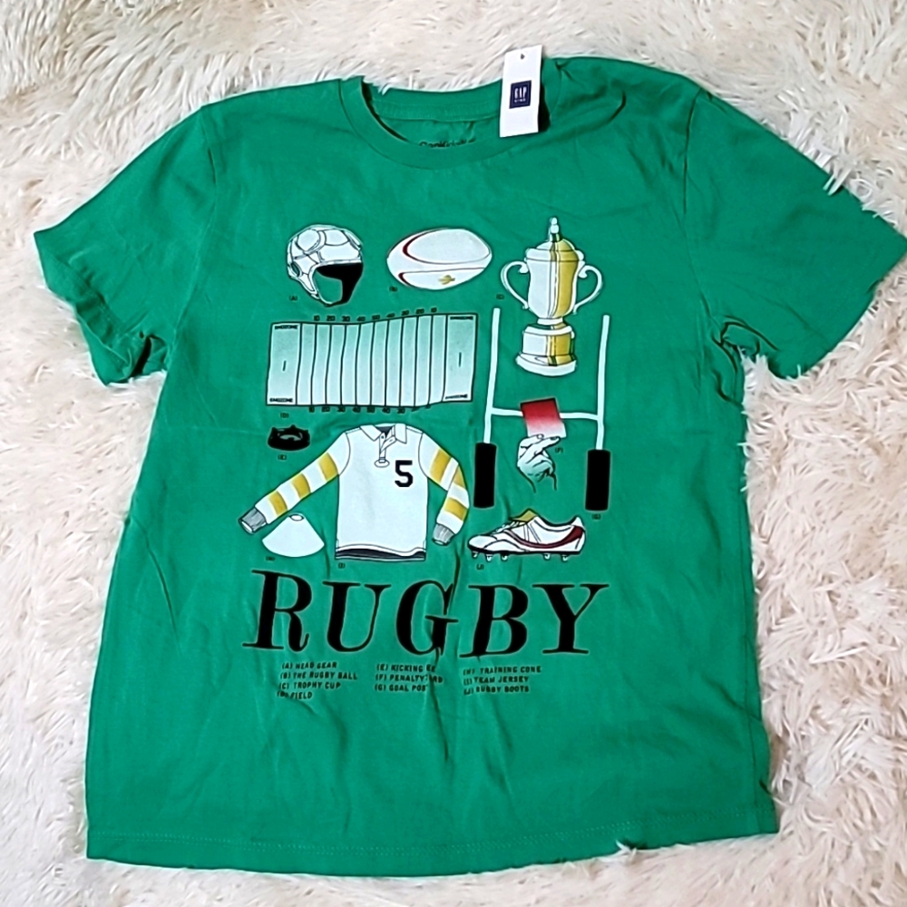 Gap, Boy's, T-shirt, Sports, Rugby, Green, Size 8